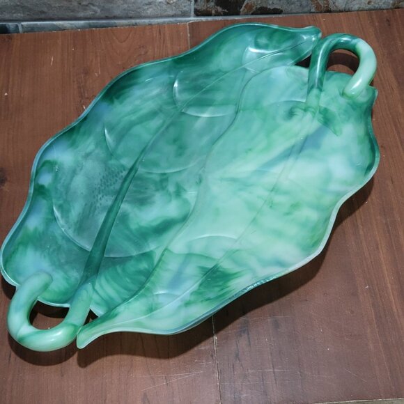 Vintage Serving Tray Platter A Lucky Wish Green Plastic Swirl - Picture 9 of 13